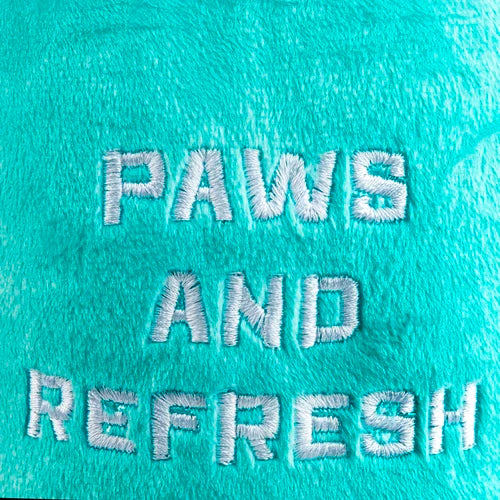 Designer Inspired Plush Dog Toy – Snuggly Cup – Teal