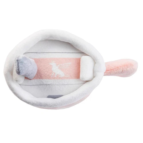 Designer Inspired Plush Dog Toy – Snuggly Cup – Blush