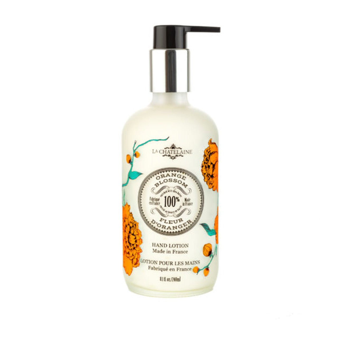 La Chatelaine Glass Vessel Sulfate Free Nourishing Shea Hand Lotion – 8oz. – Orange Blossom