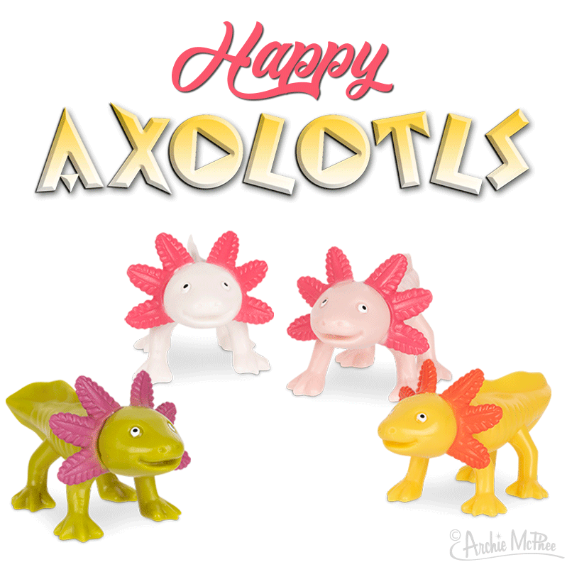 Archie McPhee Happy Axolotls – Assorted Colors – SOLD INDIVIDUALLY