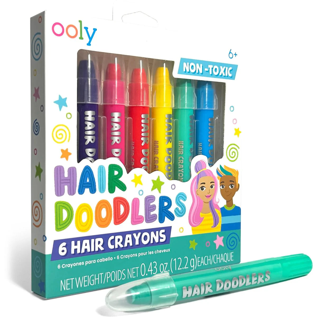 Ooly Hair Doodlers Washable Hair Crayons - Set of 6