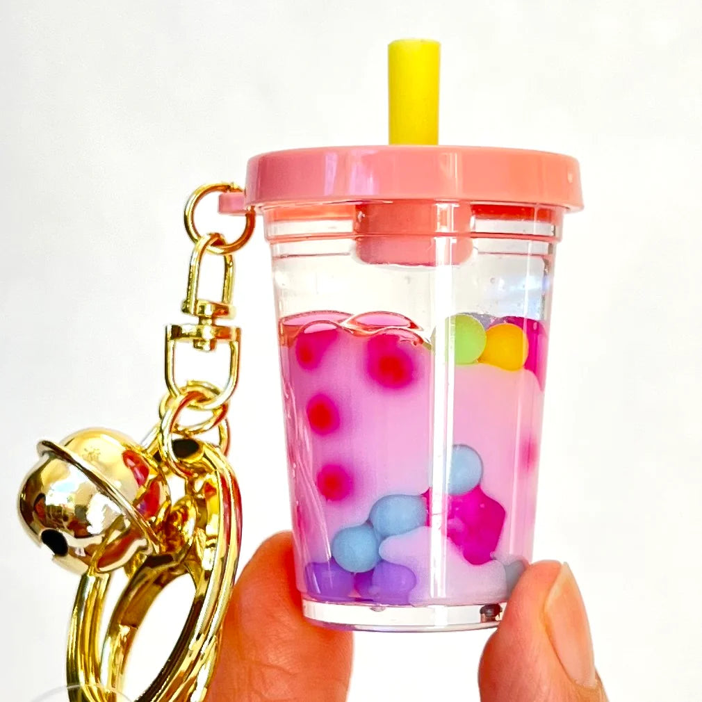 Floating Pastel Boba Charm Keyring – Assorted Colors - Each Sold Separately