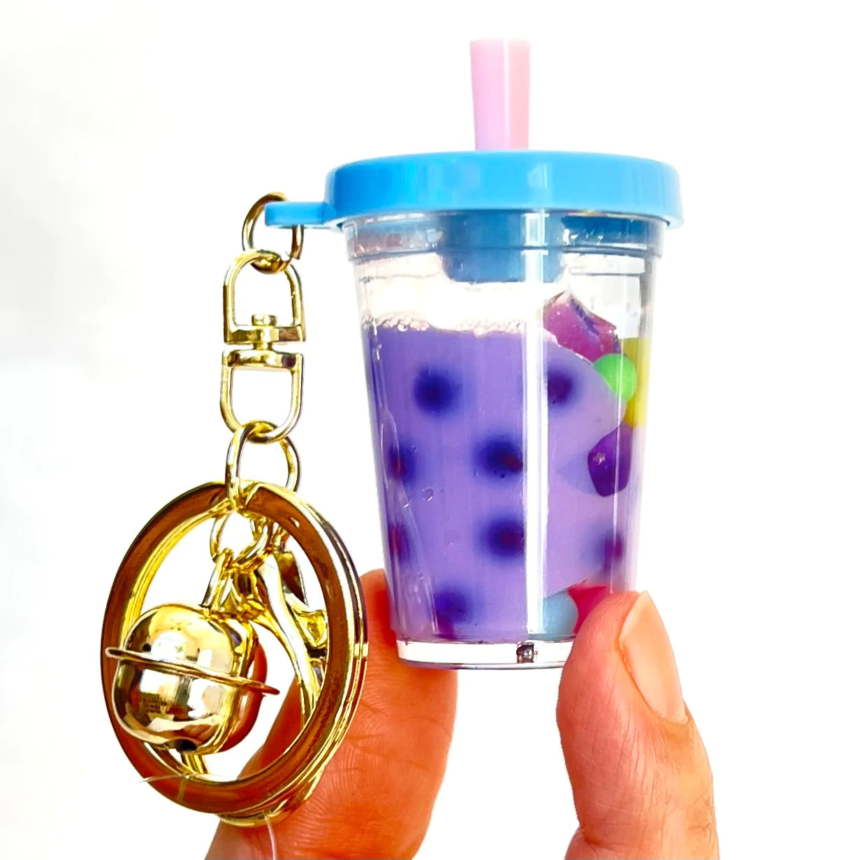 Floating Pastel Boba Charm Keyring – Assorted Colors - Each Sold Separately