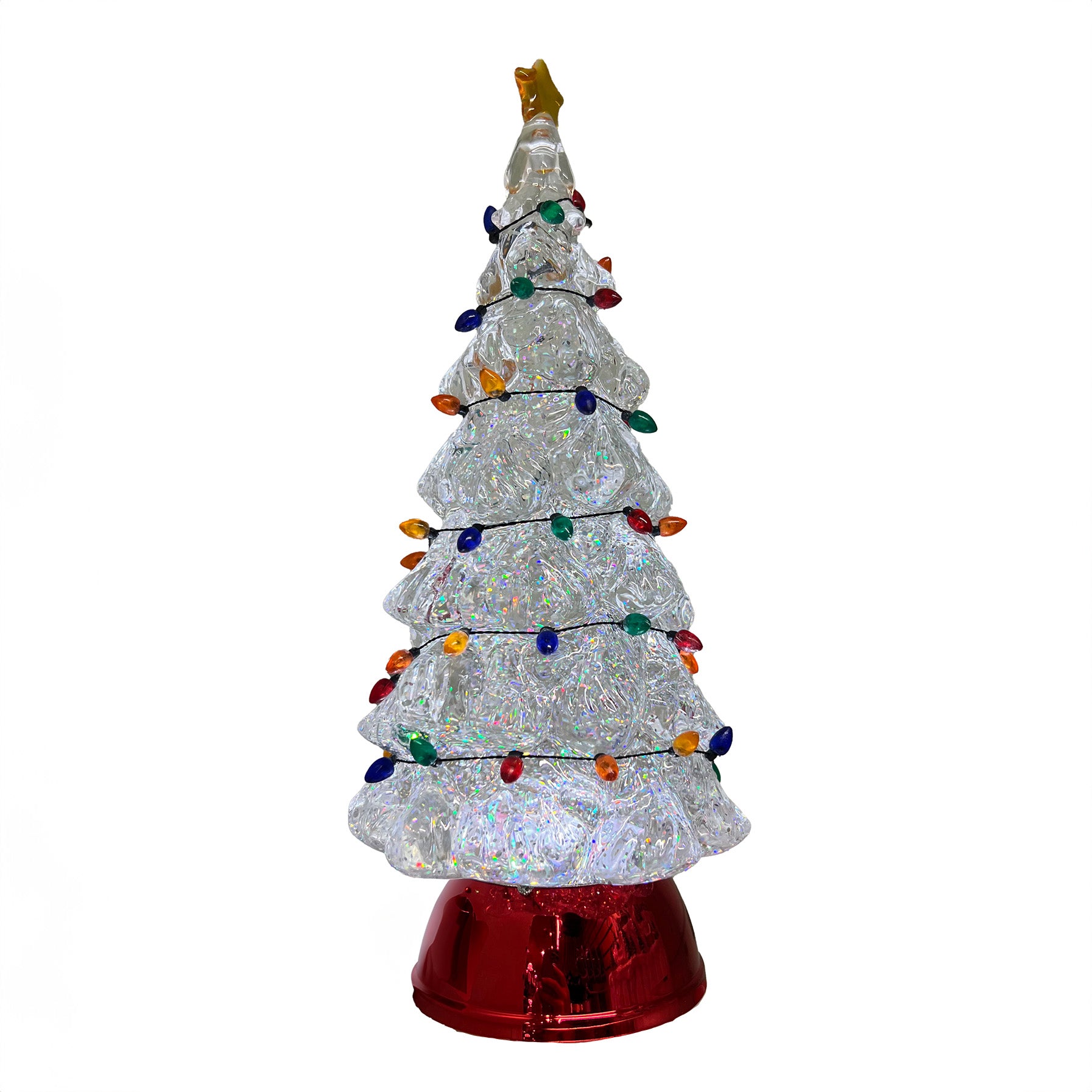 Lighted LED Clear Swirl Christmas Tree Snow Globe