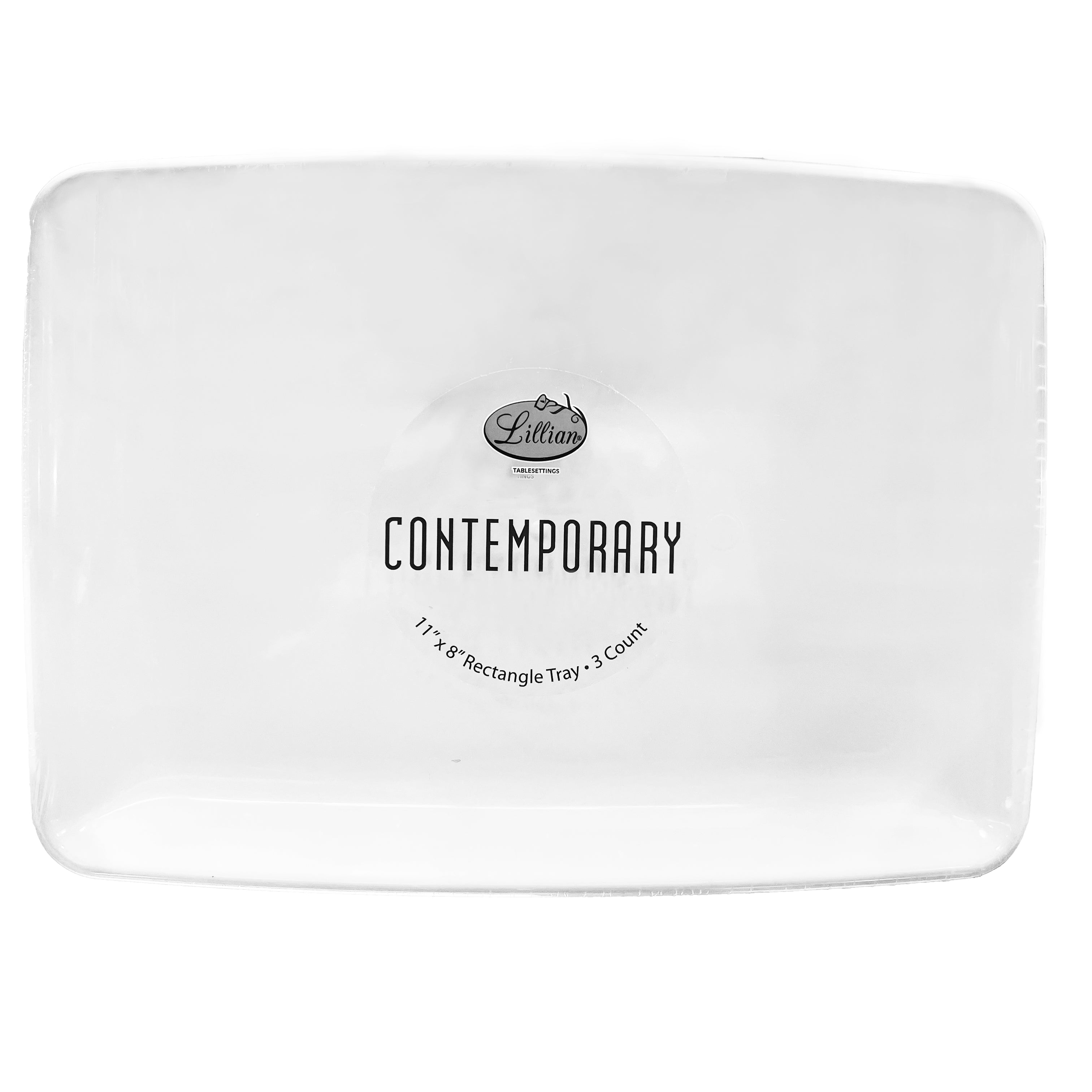 Premium Heavy Weight Disposable Plastic White Serving Tray – 11" x 8" – Set of 3