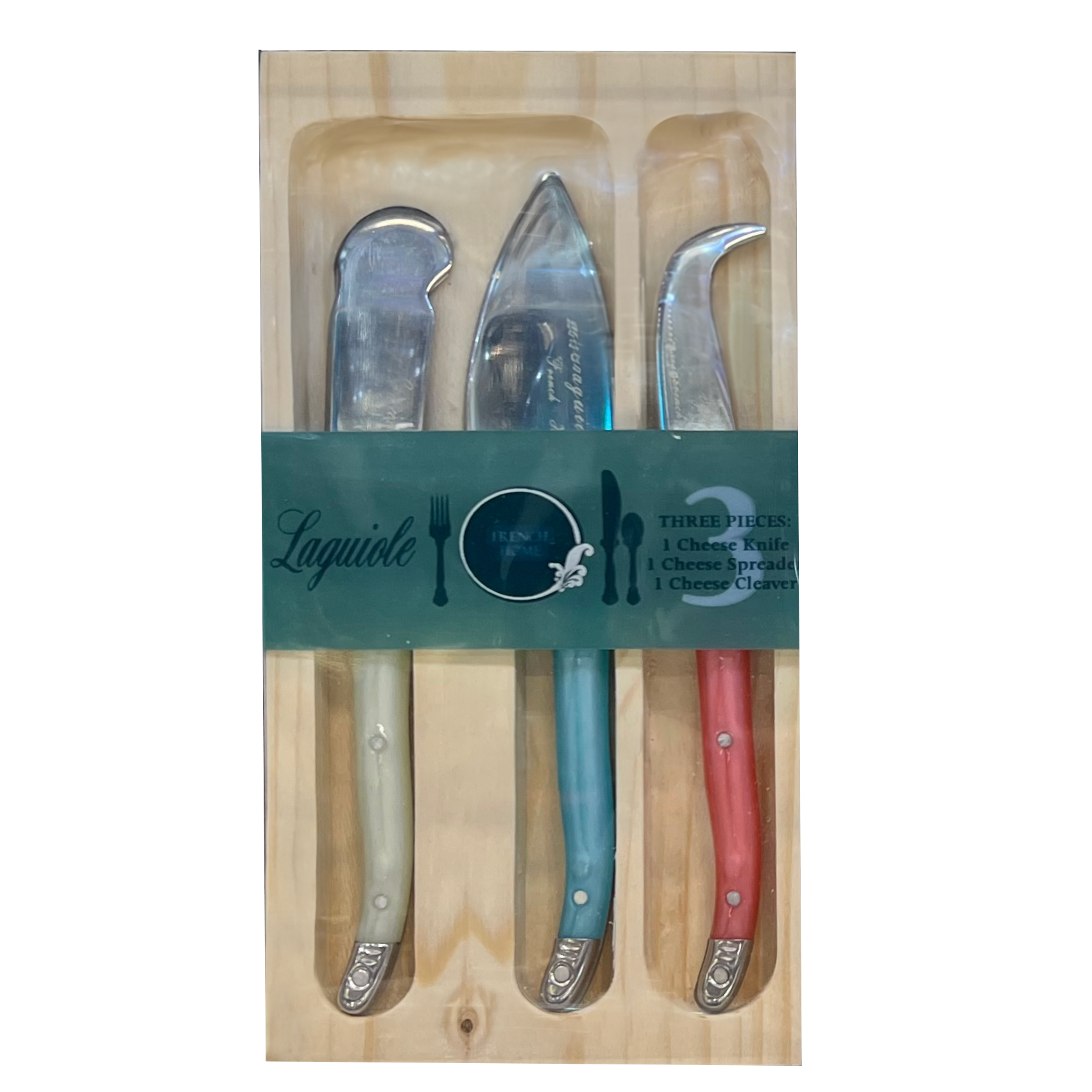 Laguiole Cheese Knife Set of 3 – Cream | Coral |Turquoise