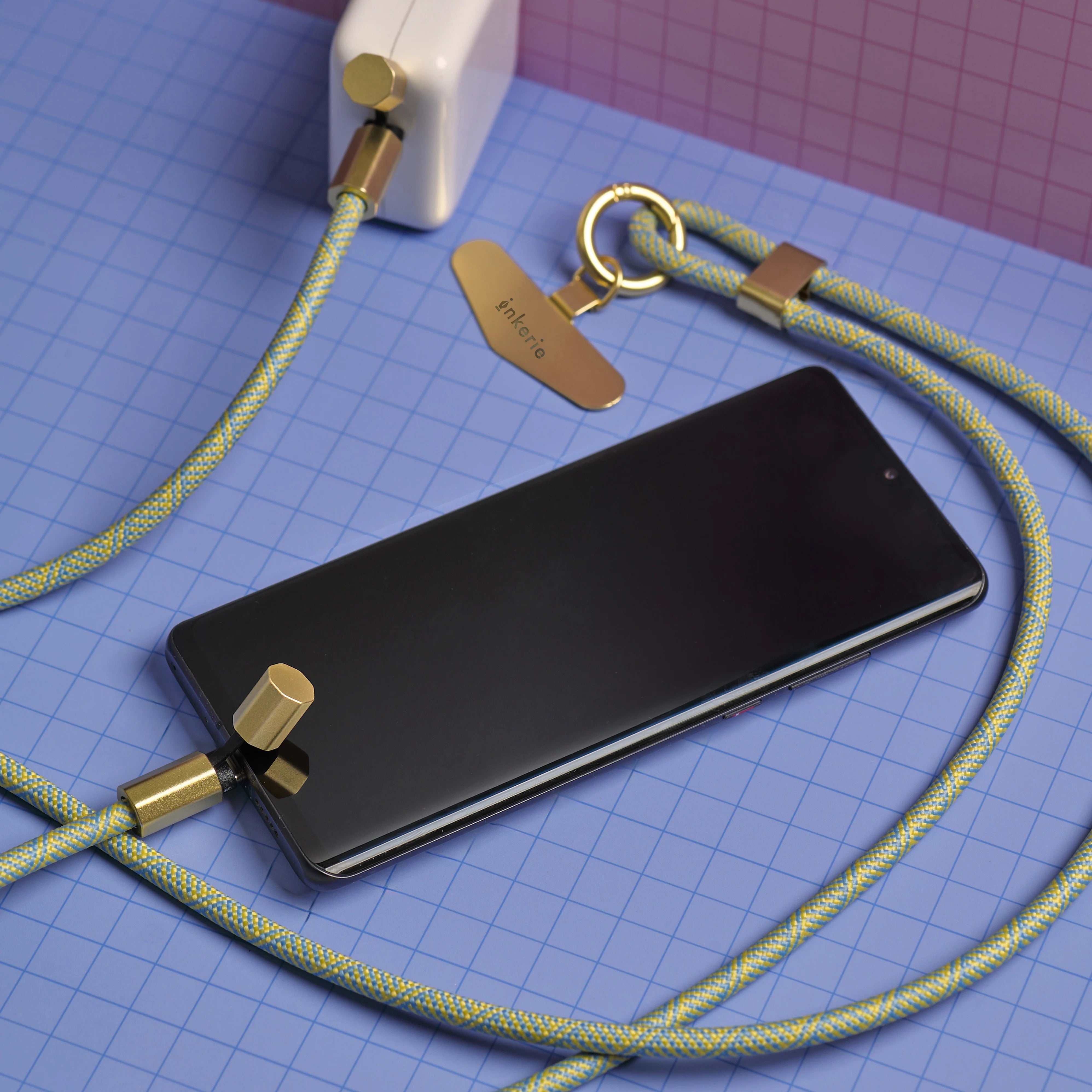 Kikkerland Inkerie Charge & Carry Phone Lanyard – Blue/Green