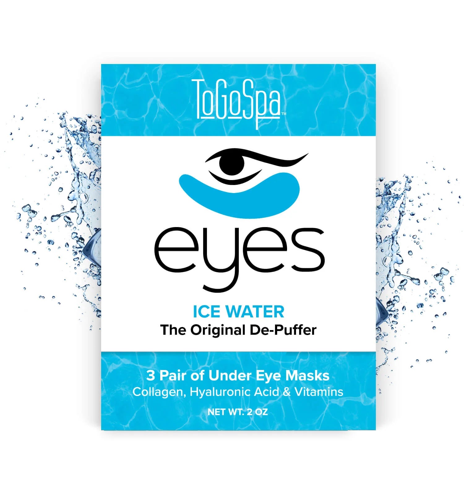 ToGoSpa Under Eye Masks – The Original De-Puffer – Ice Water – Pack of 3