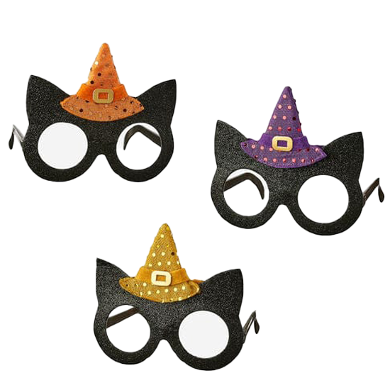 Halloween Witch Hat Cat Glasses – Assorted Colors