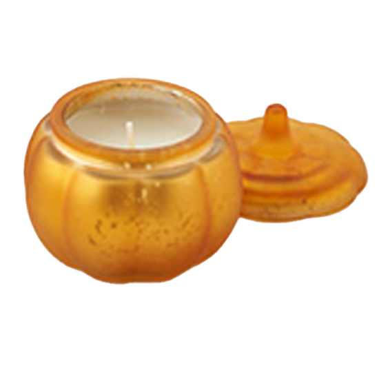 Glass Pumpkin Wax Filled Candle – Cinnamon Scent – 3.75" – Assorted Colors