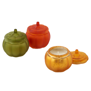 Glass Pumpkin Wax Filled Candle – Cinnamon Scent – 3.75" – Assorted Colors