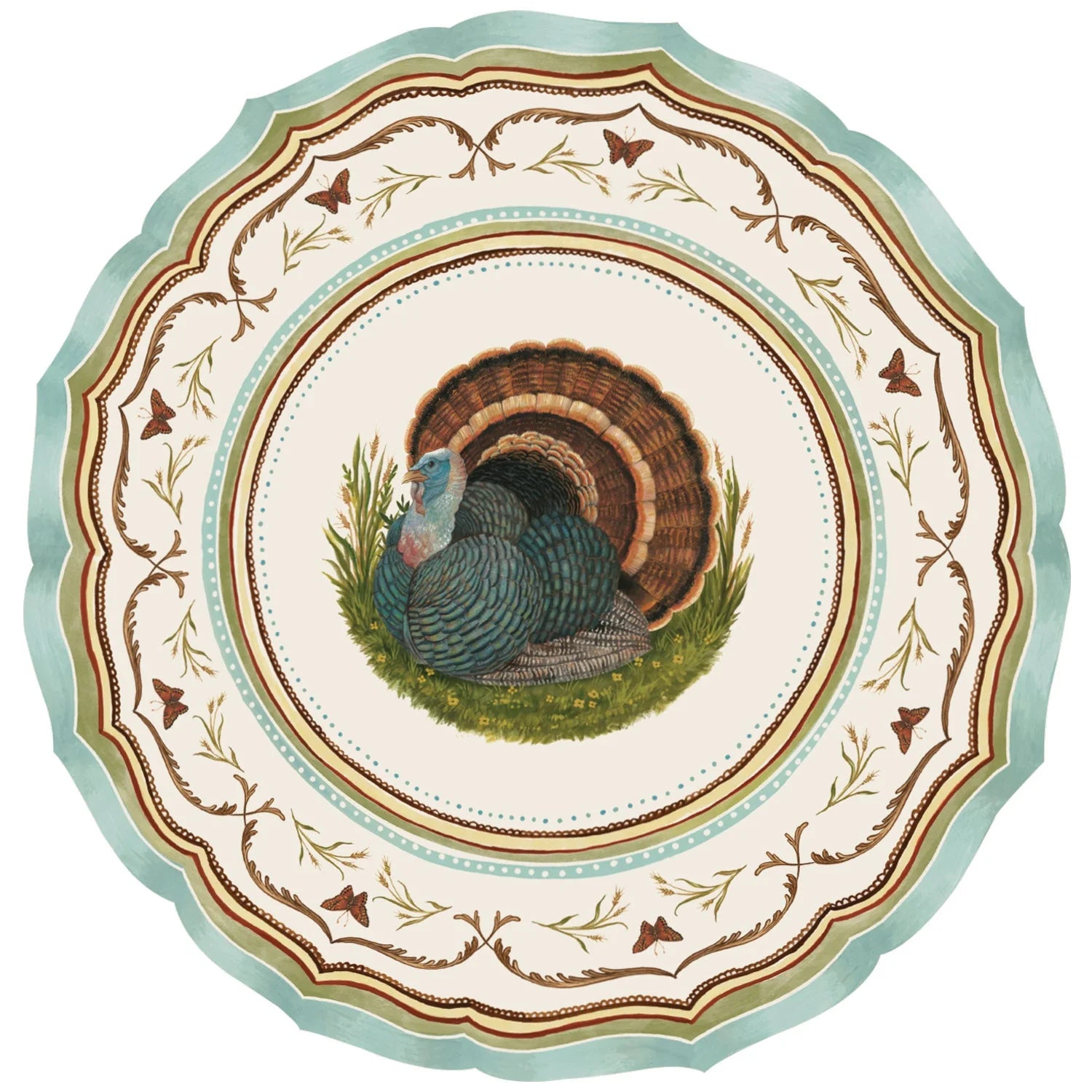 Hester & Cook Paper Placemats - Die-Cut Heritage Turkey China Placemat – Pack of 12