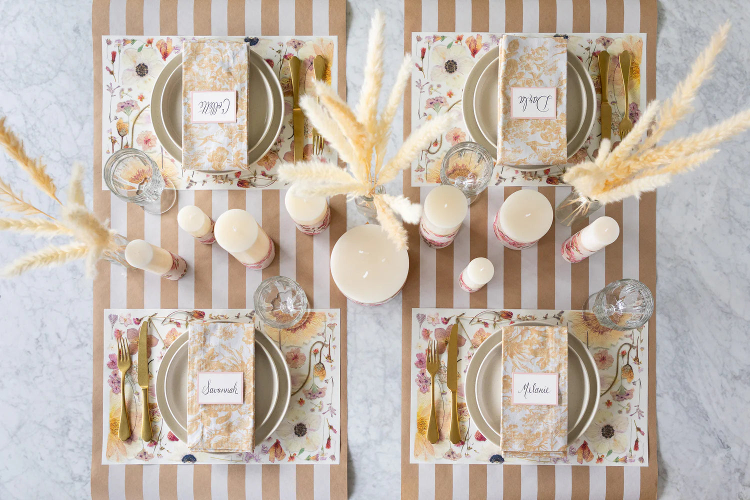 Hester & Cook Paper Placemats - Blush Pressed Petals – Pack of 18