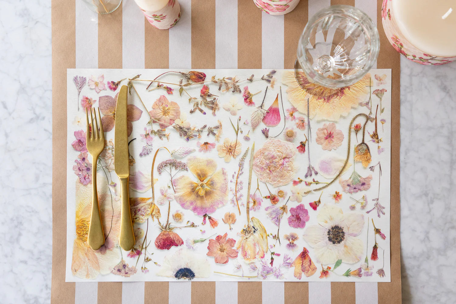 Hester & Cook Paper Placemats - Blush Pressed Petals – Pack of 18