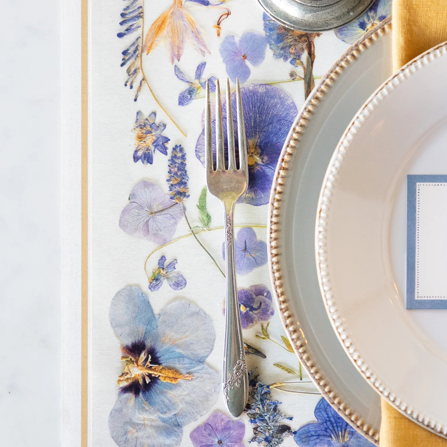 Hester & Cook Paper Placemats - Periwinkle Pressed Petals – Pack of 18