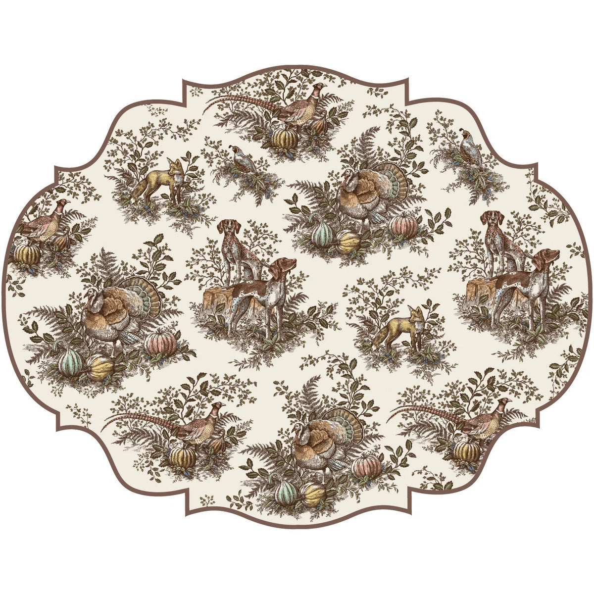 Hester & Cook Paper Placemats - Die-cut Harvest Toile Frame – Pack of 12