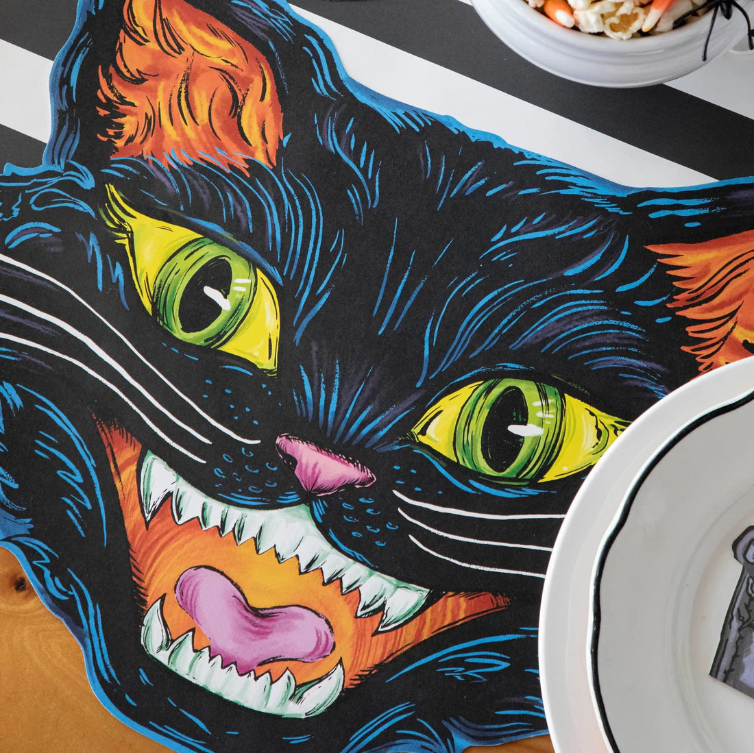 Black Cat Die-Cut Paper Placemats - 12 Per Package