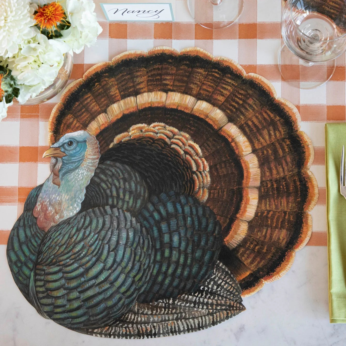 Hester & Cook Paper Placemats - Die-Cut Heritage Turkey Placemat – Pack of 12