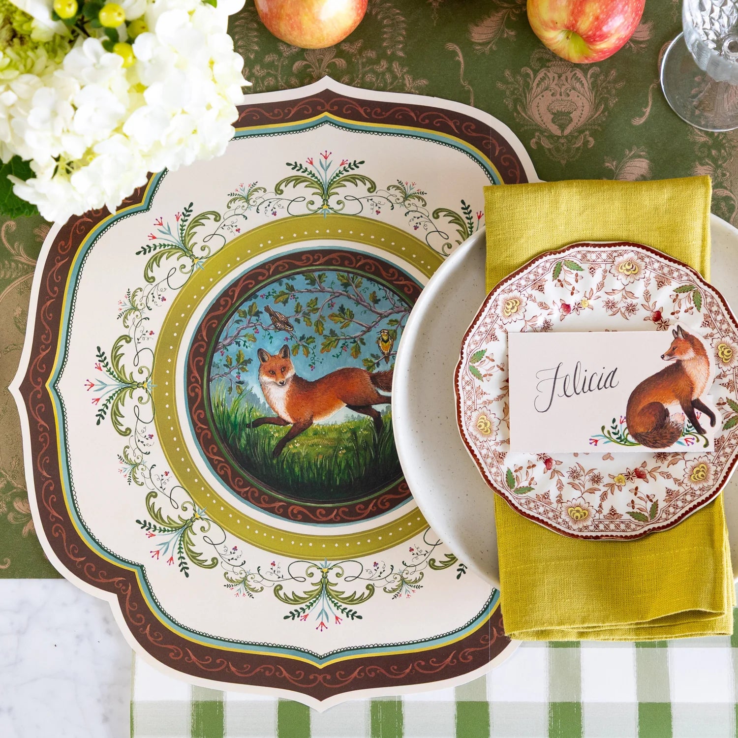 Hester & Cook Die-Cut Paper Placemats – Fanciful Fox China – Pack of 12