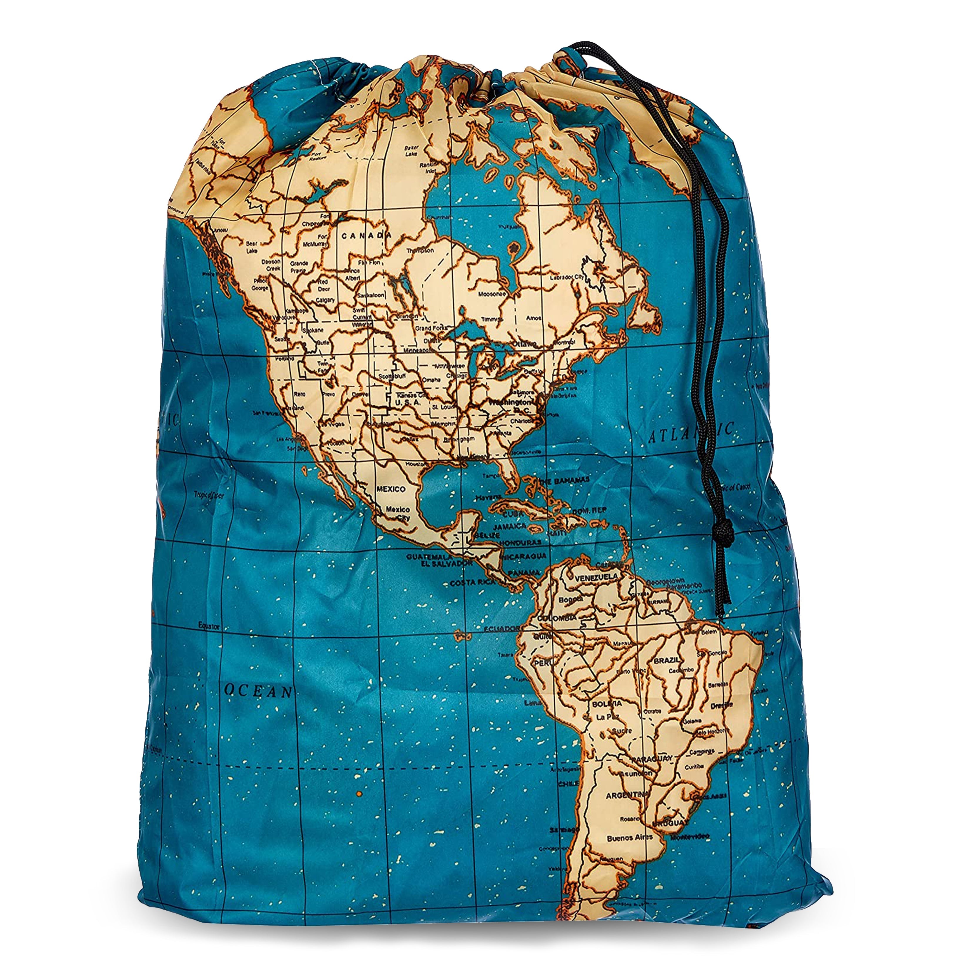 Kikkerland World Map Travel Laundry Bag