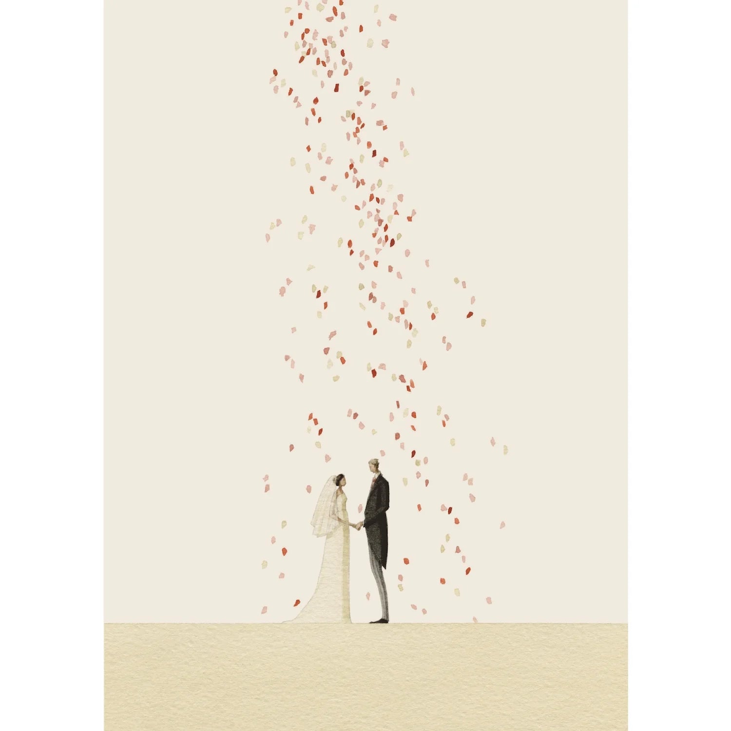 Hester & Cook Hand Painted Greeting Card – Confetti Wedding – 1 Card & 1 Envelope