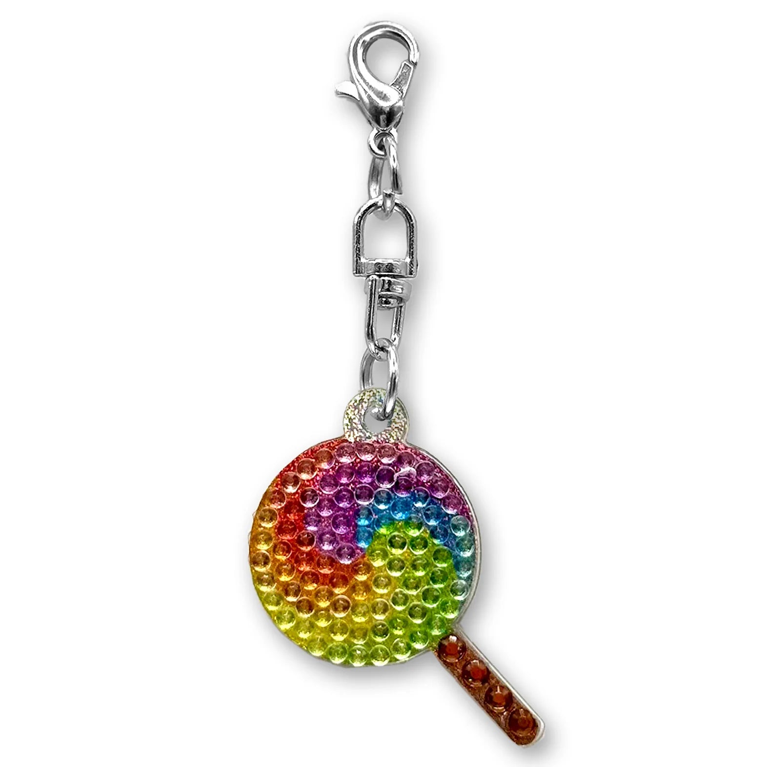 StickerBeans Clip on Sparkling Rhinestone Charms – Rainbow Lollipop