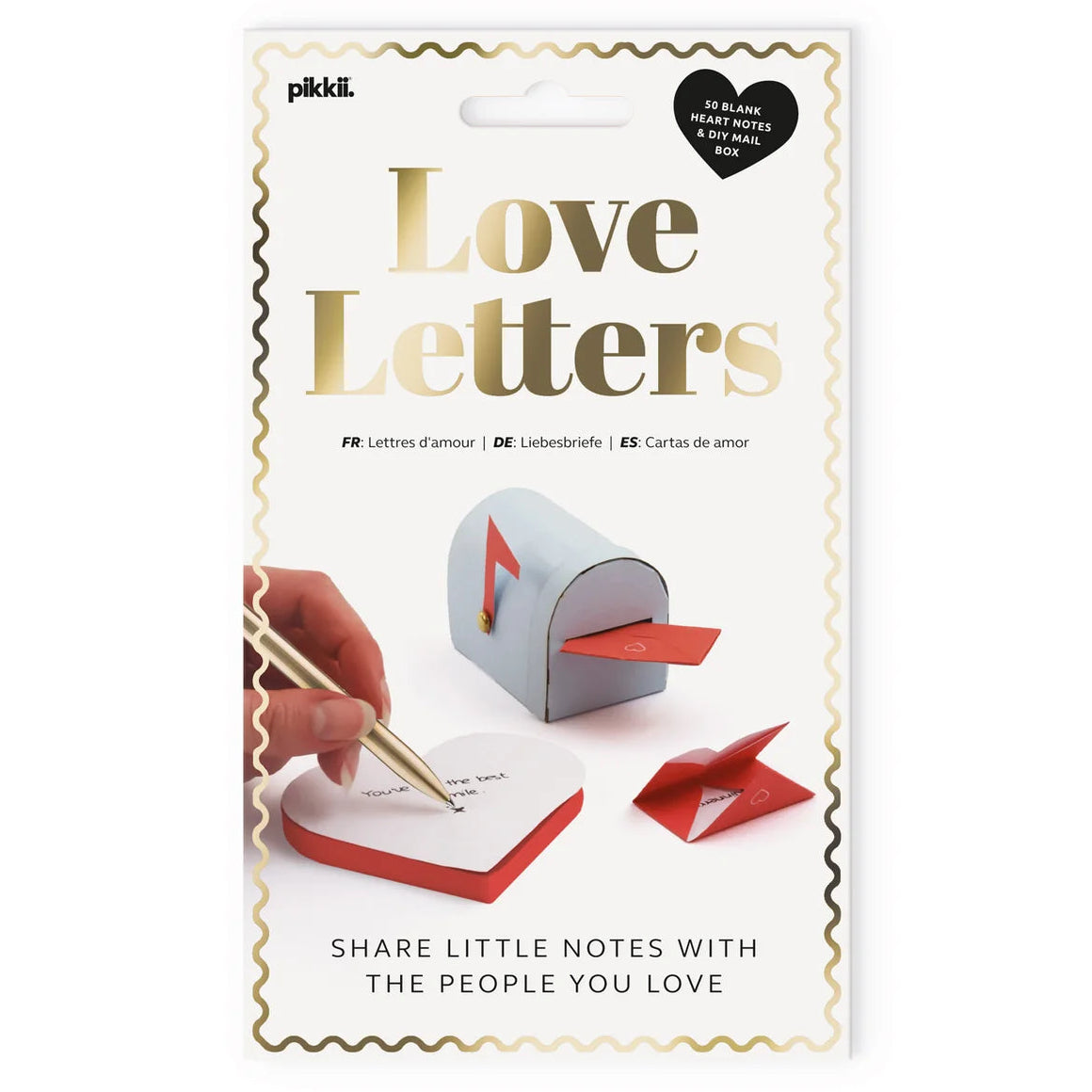 Pikkii Love Letters Heart Shaped Notepad & DIY Mini Mailbox Set