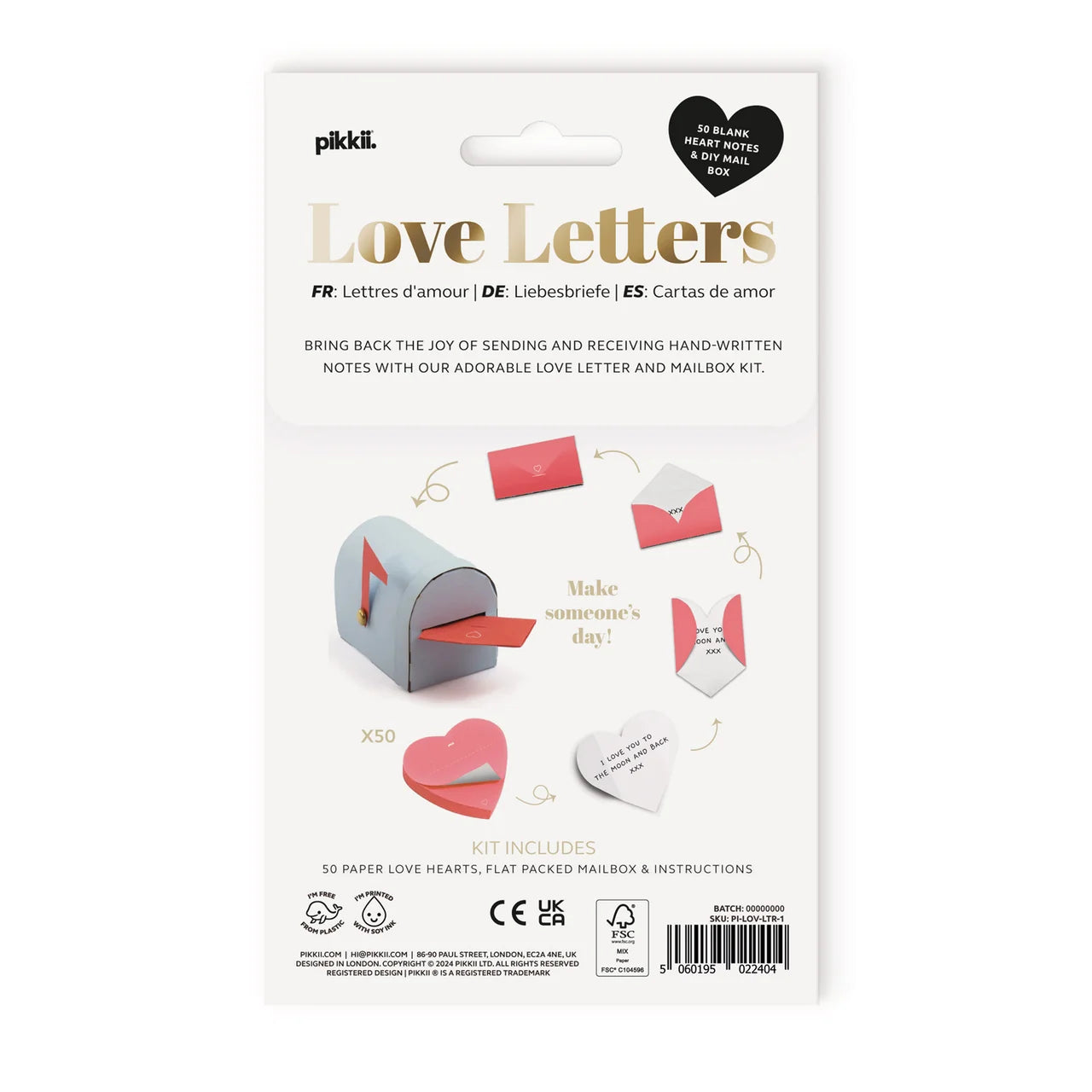 Pikkii Love Letters Heart Shaped Notepad & DIY Mini Mailbox Set