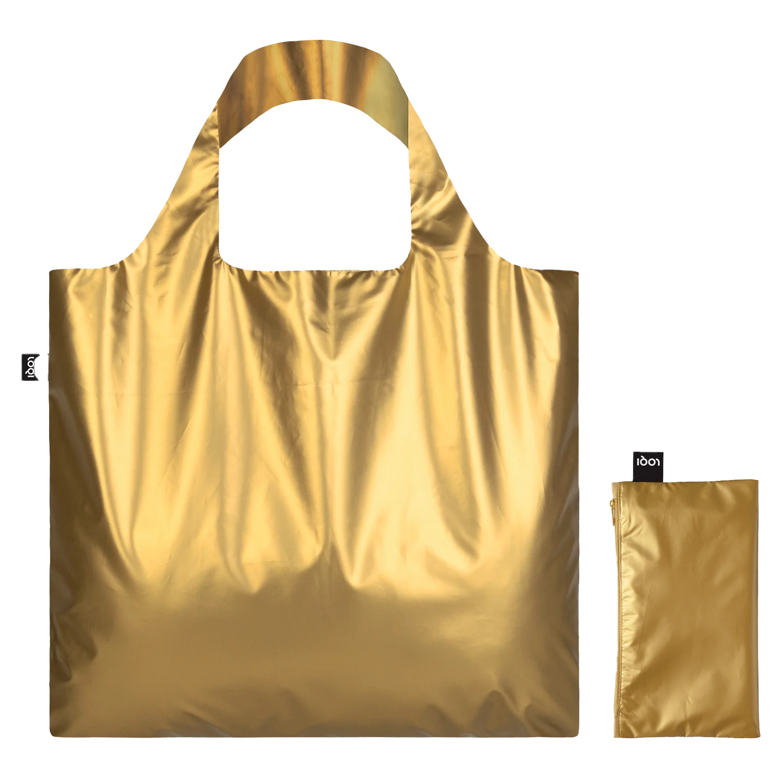 LOQI Reusable Tote Bag With Zip Pocket – Metallic Gold