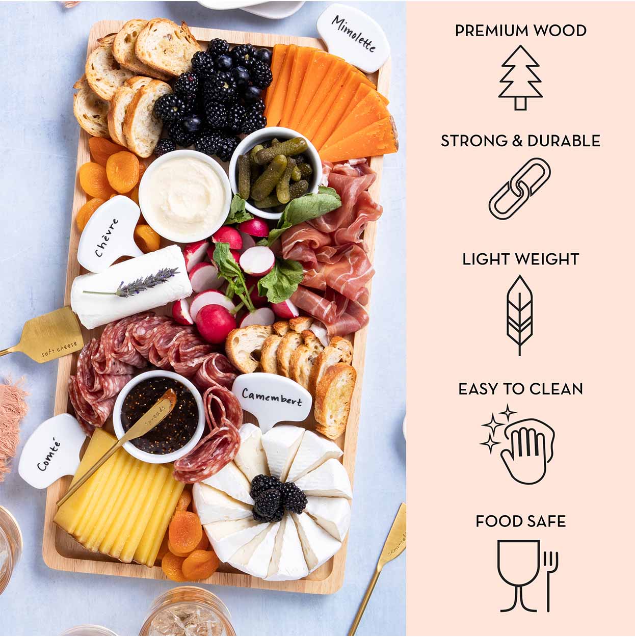 Meg Quinn Premium Charcuterie Board & Accessories Kit – 12-Piece Set