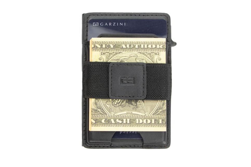 Garzini Magsafe Dual Functionality Leather Wallet & Metal Card Holder – Black