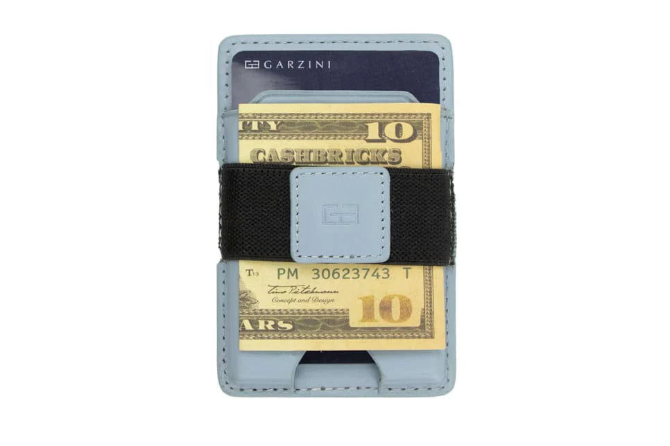 Garzini Magsafe Dual Functionality Leather Wallet & Metal Card Holder – Blue