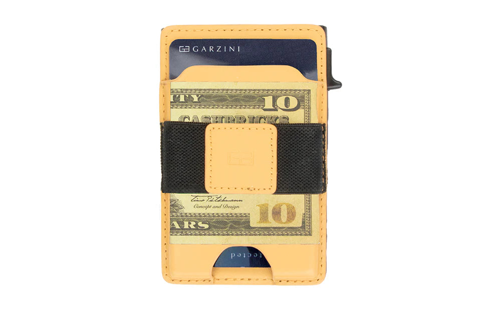 Garzini Magsafe Dual Functionality Leather Wallet & Metal Card Holder – Cognac