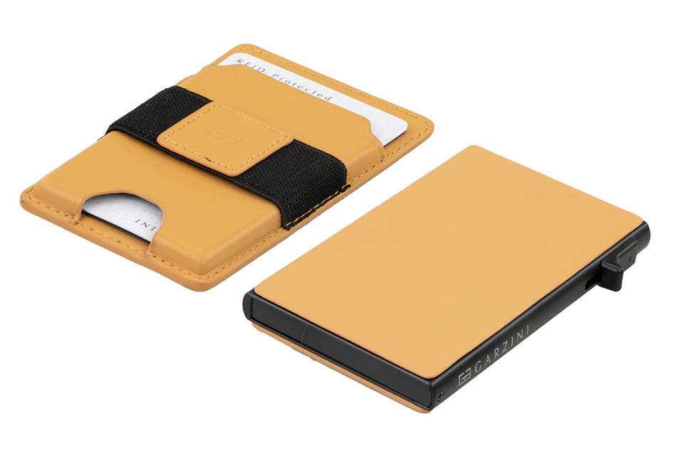 Garzini Magsafe Dual Functionality Leather Wallet & Metal Card Holder – Cognac