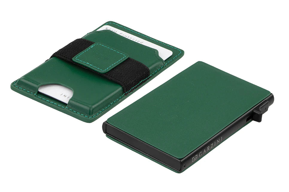 Garzini Magsafe Dual Functionality Leather Wallet & Metal Card Holder – Green