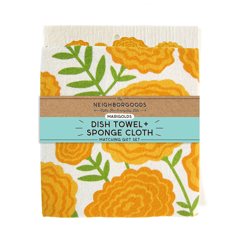 Dish Towel & Sponge Cloth Gift Set – Marigolds