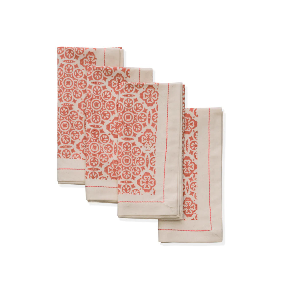 Sustainable Threads Cotton Cloth Napkins – Mosaic Rose – Set of 4