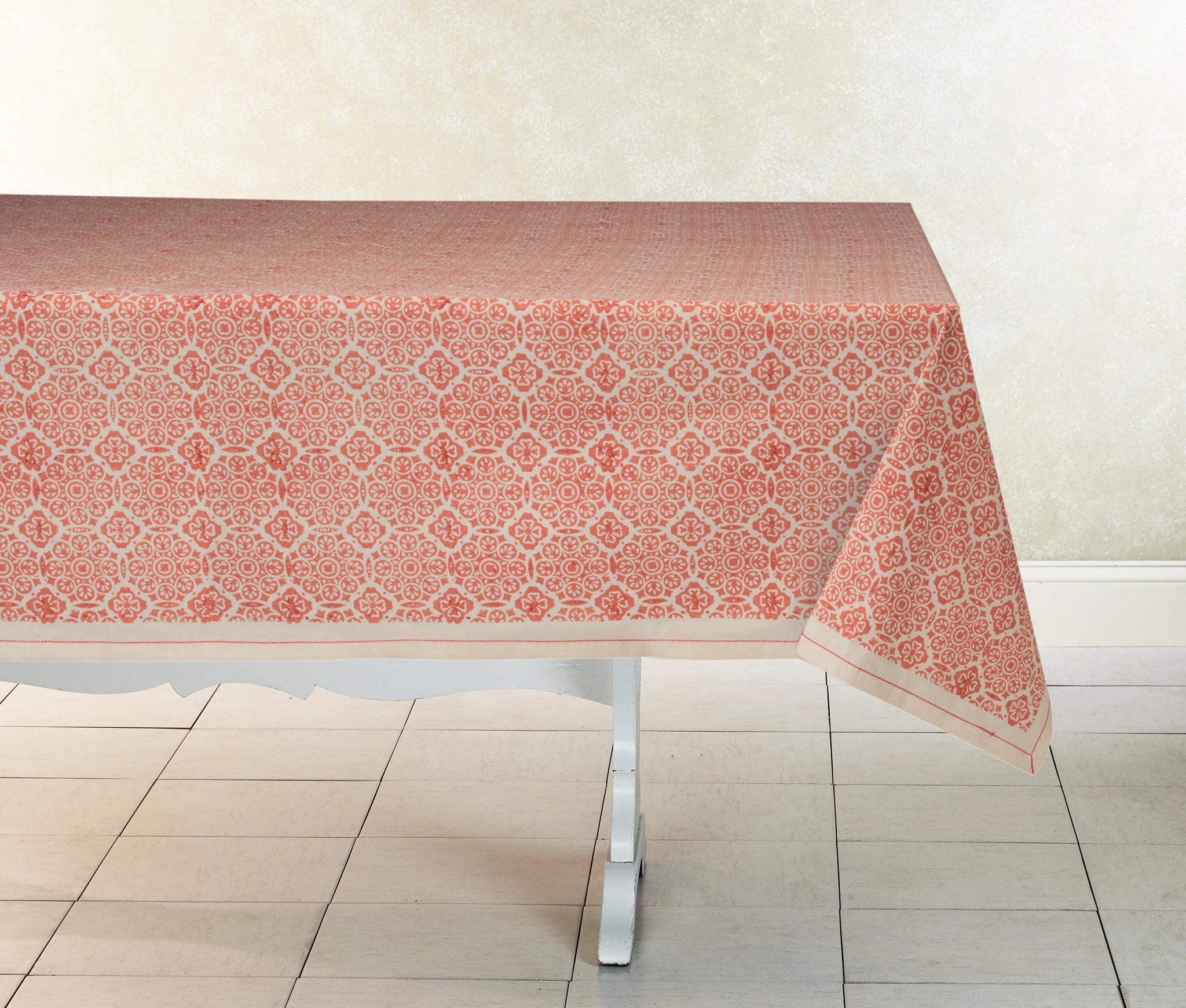 Sustainable Threads 100% Cotton Tablecloth – Mosaic Rose – 90" x 60"