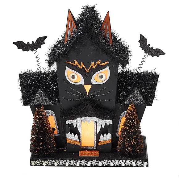 Lighted Owl House - 3 Assorted Styles – Each Sold Separately – 12" x 14"