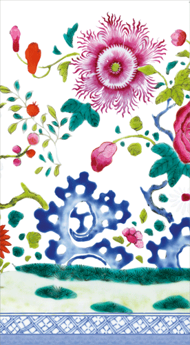 Caspari Floral Porcelain Paper Guest Towel Napkins - 15 Pk