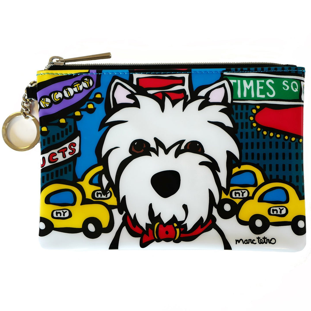 Marc Tetro NYC Westie in Times Square Zip Pouch – 6" x 8"