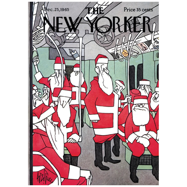 New Yorker Christmas Cover Note Card – Subway Santas |
