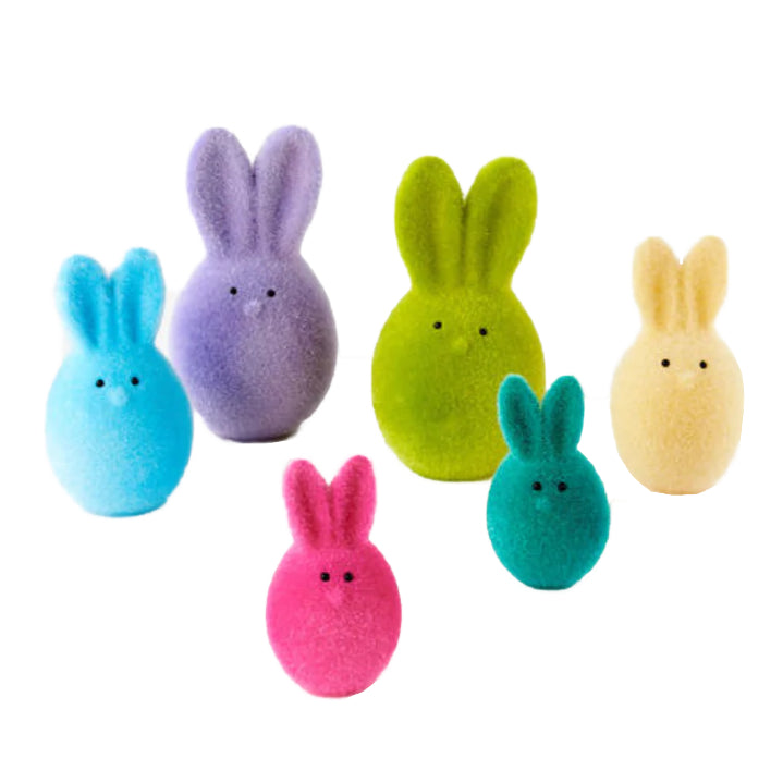 Flocked Bunny Egg – Assorted Colors – Comes in 3 Sizes – Sold Individually