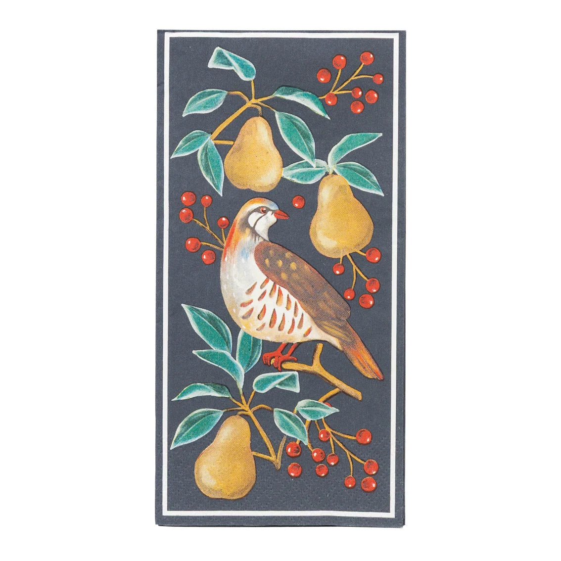 Talking Tables Long Lunch Paper Napkins - Partridge & Pear – 16 Pack