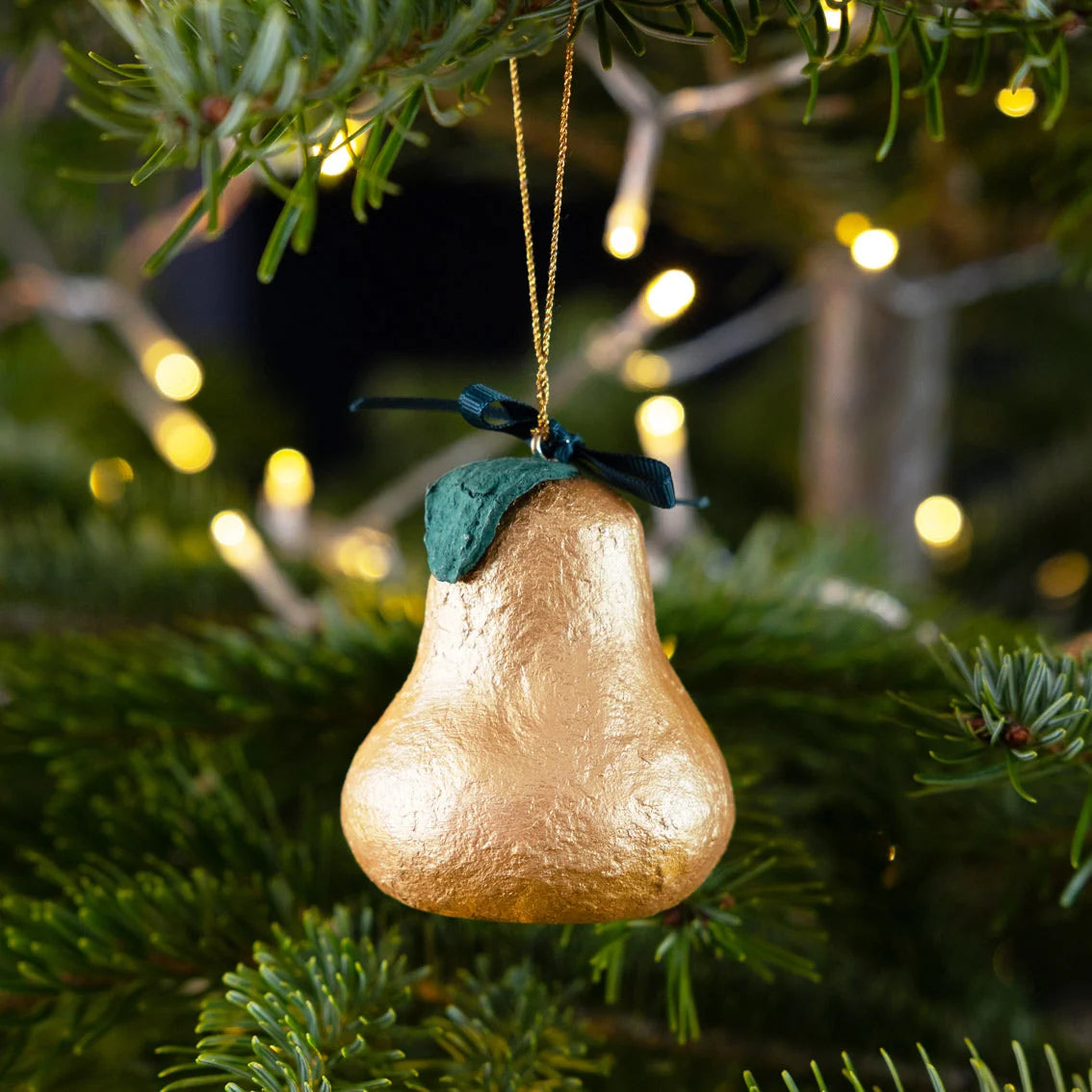 Handmade Gold Pear Holiday Decorations
