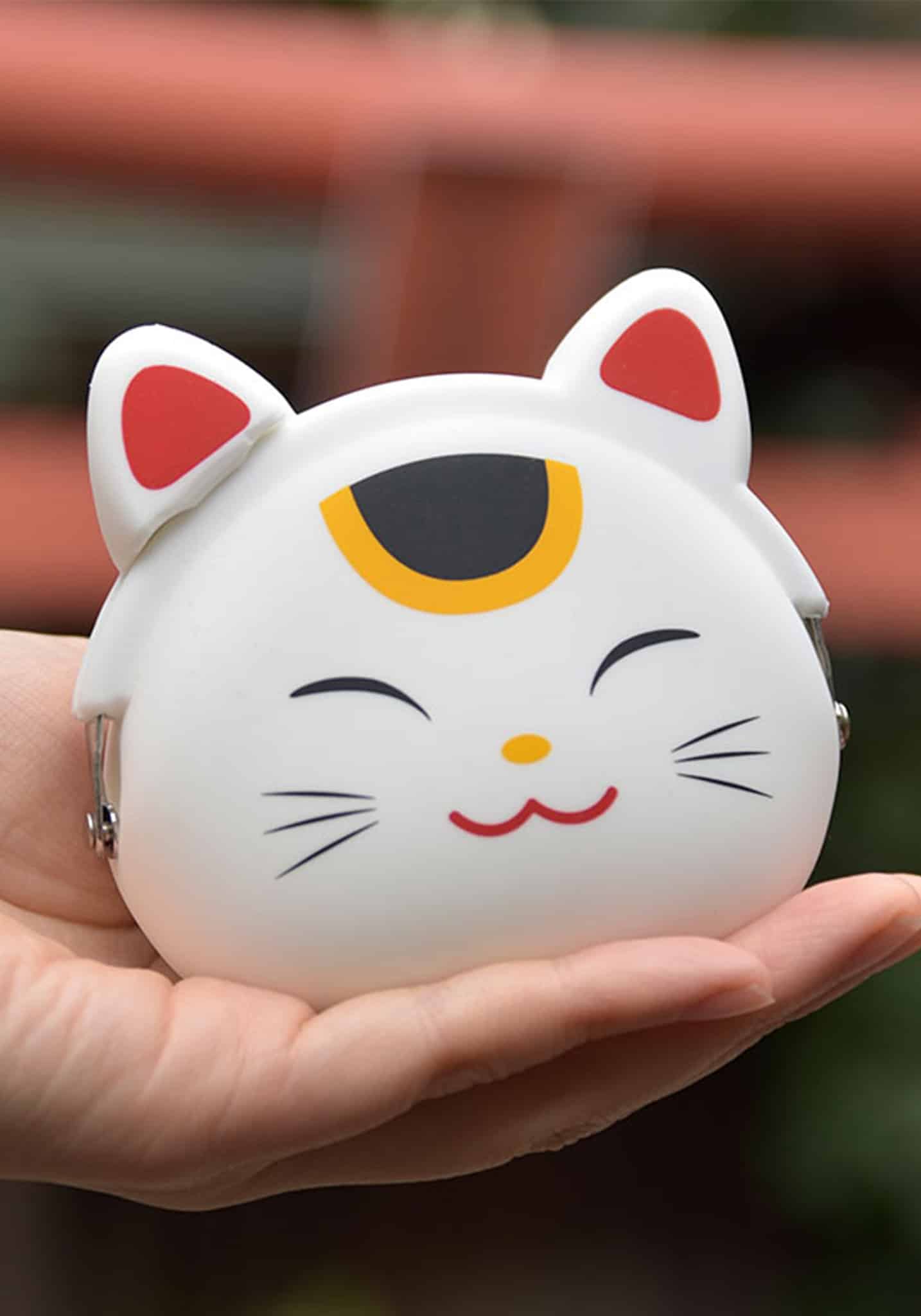 Mimi POCHIBI Japan Silicon Coin Purse – Lucky Cat – White