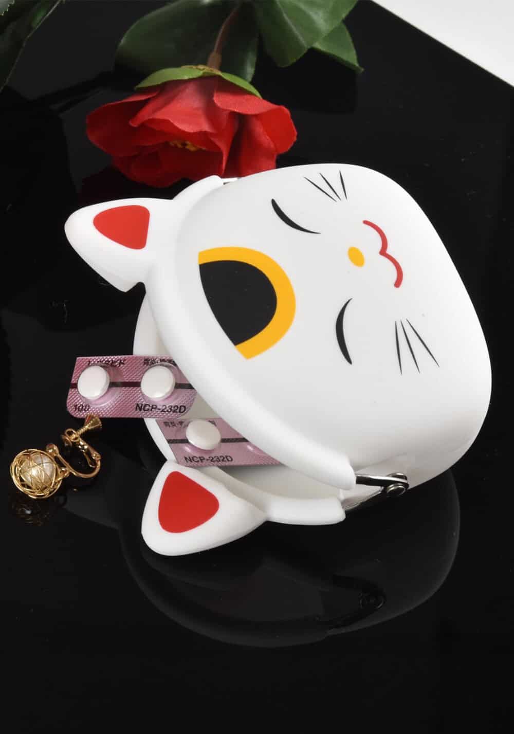 Mimi Monedero de Silicona Japonés POCHIBI – Gato de la Suerte – Blanco