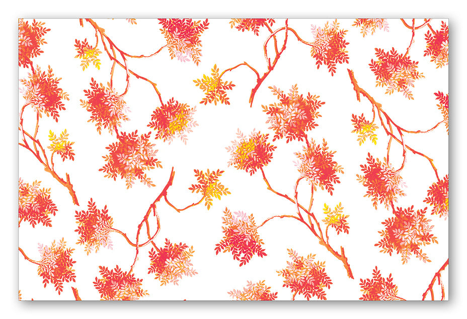 Maison de Papier Rectangle Paper Placemats  – Spring Shoots - Coral – 24 Per Package