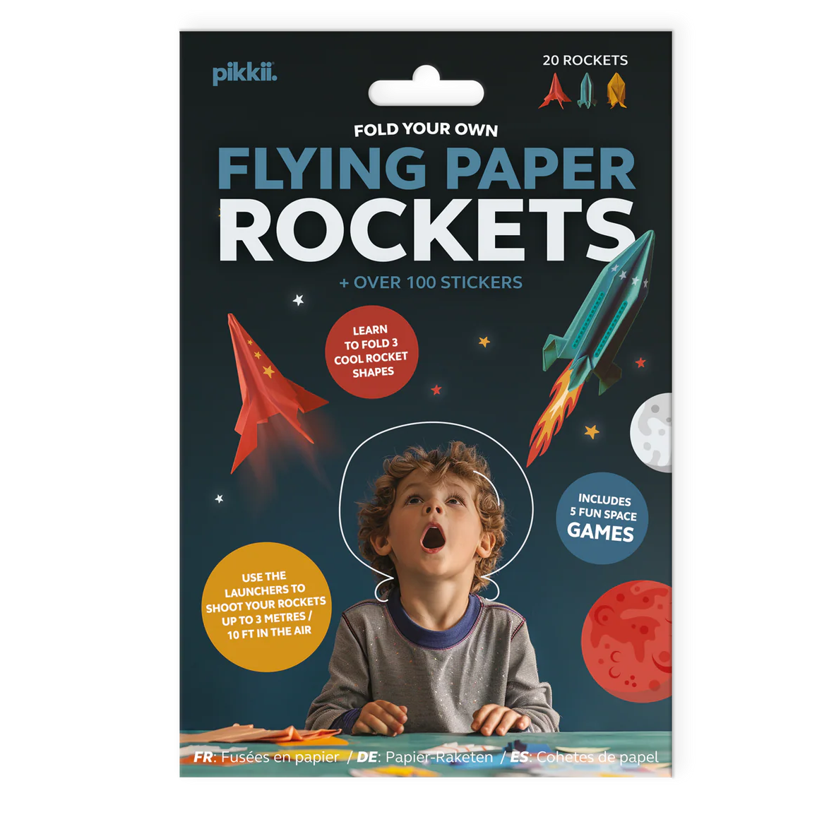 Pikkii Origami Craft Kit – Flying Paper Rockets – Set of 20