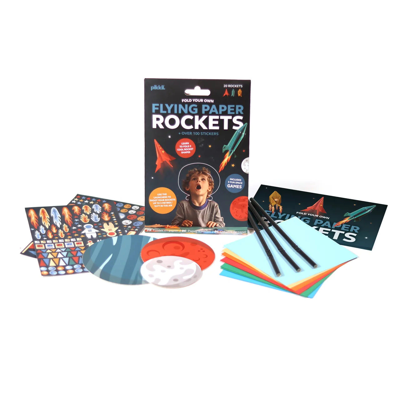 Pikkii Origami Craft Kit – Flying Paper Rockets – Set of 20